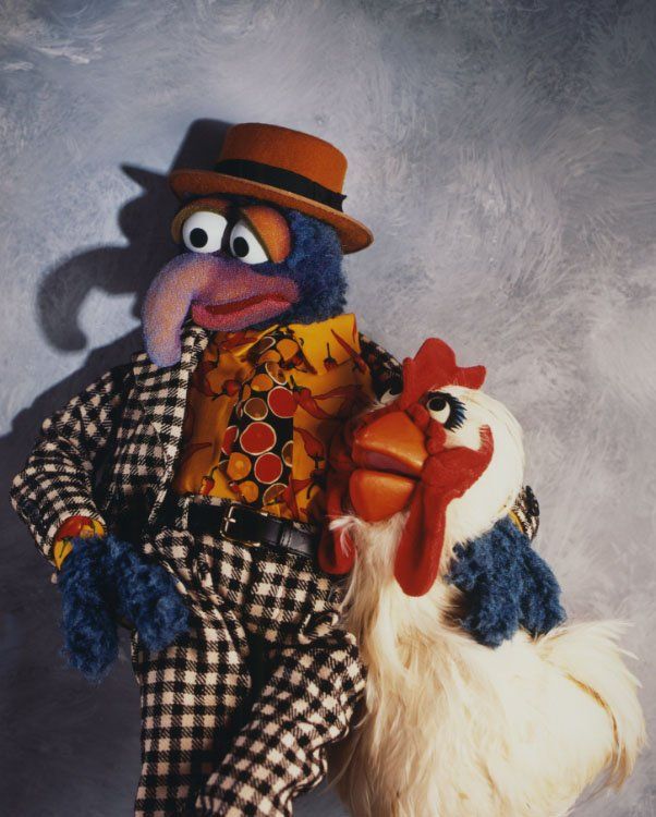 Gonzo the muppet and a chicken
